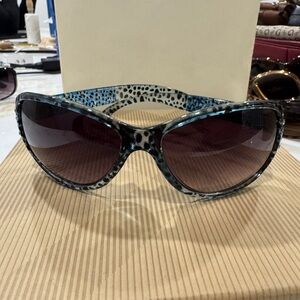 Leopard Print Sunglasses with Black and Blue Accents